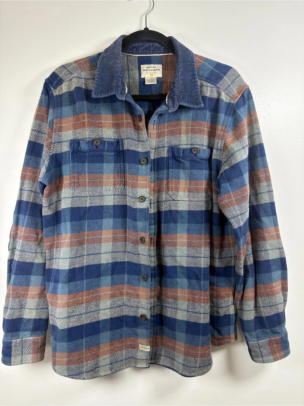 Quiksilver Waterman Collection shirt Plaid Cotton Shirt in Blue & Red Size Large